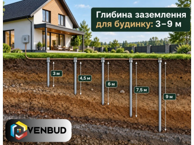 Какая глубина заземления нужна для частного дома: 3, 4,5, 6, 7,5 или 9 м?