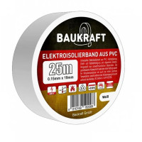 Ізоляційна стрічка Baukraft ПВХ 0.15x19 мм біла 25м