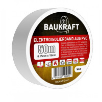 Ізоляційна стрічка Baukraft ПВХ 0.15x19 мм біла 50м