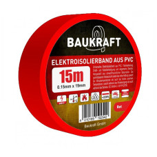Ізоляційна стрічка Baukraft ПВХ 0.15x19 мм червона 15м