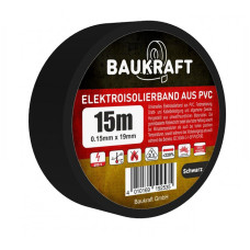 Ізоляційна стрічка Baukraft ПВХ 0.15x19 мм чорна 15м