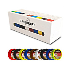 Изоляционная лента Baukraft ПВХ 25 м в ассортименте (18 шт)