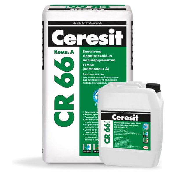 Ceresit CR 66 Эластичная гидроизоляционная полимерцементная смесь 17,5 кг + 5 л