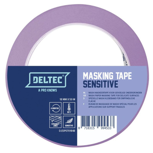Малярна стрічка Deltec Purple Sensitive 48 мм × 50 м для делікатних поверхонь