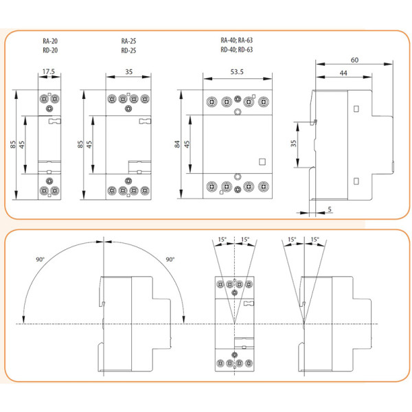 Контактор модульний ETI RD 25-22 25A 230V AC/DC (2NO + 2NC)