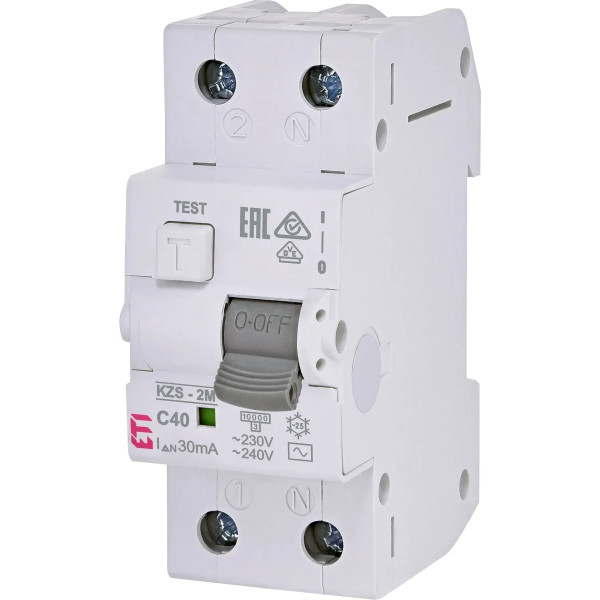 Диференційний автоматичний вимикач ETI KZS-2M C 40/0,03 тип AC (10kA)