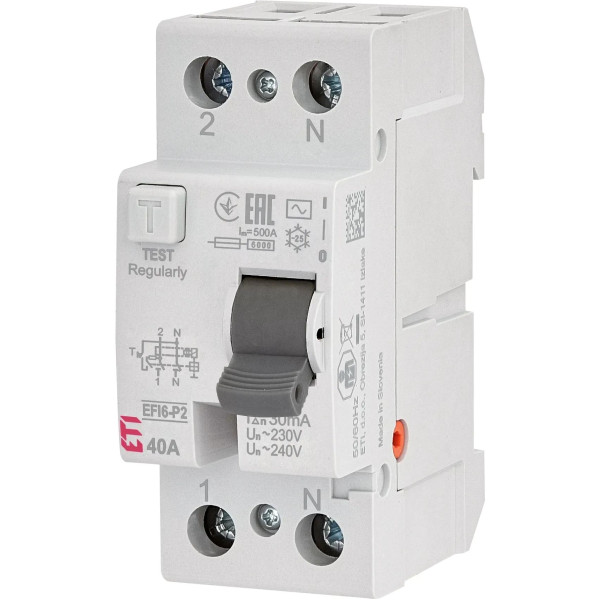 Реле диференційне (ПЗВ) 2р EFI6-P2 40/0,03 тип AC (6kA)