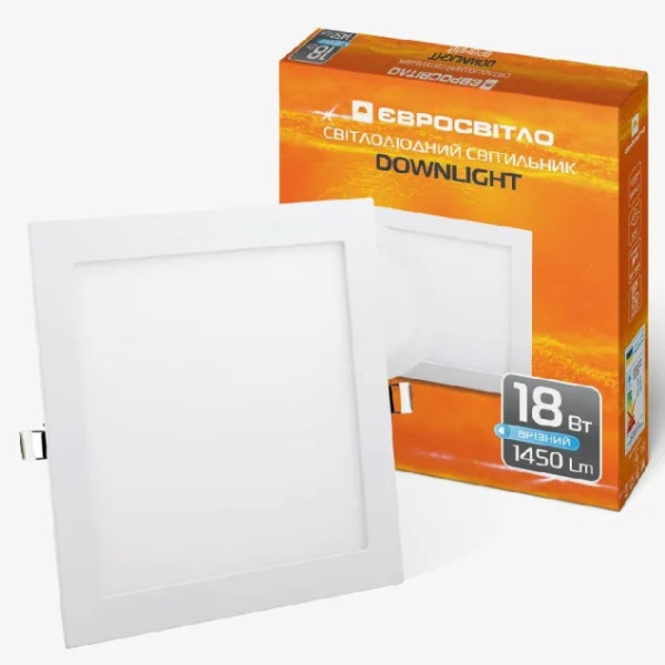 Світильник точковий Євросвітло врізний 18Вт квадрат  LED-S-225-18 6400К