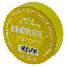 Ізоляційна стрічка Energio ПВХ 0.13х19мм жовта 20м