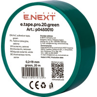 Ізолента Enext із самозгасаючого ПВХ e.tape.pro.20.green 20 м