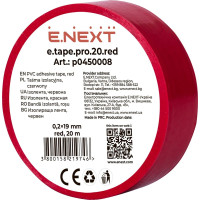Ізолента Enext із самозгасаючого ПВХ e.tape.pro.20.red 20 м