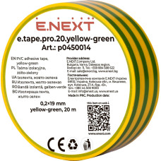 Ізолента Enext із самозгасаючого ПВХ e.tape.pro.20.yellow-green 20 м