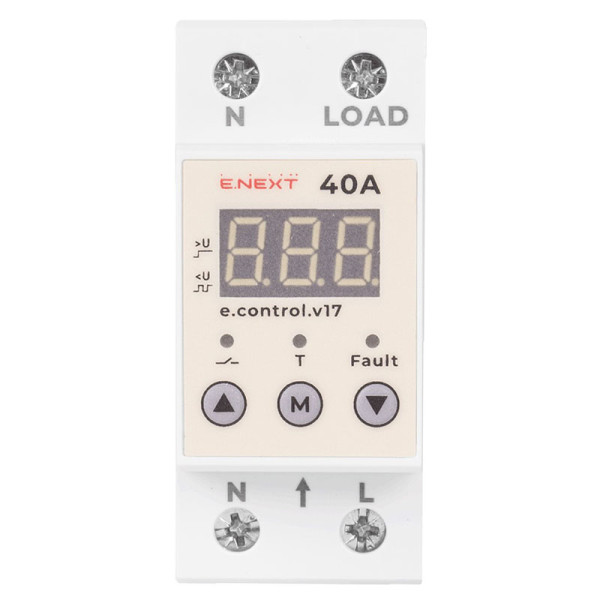 Реле контролю напруги однофазне 40А з індикацією e.control.v17