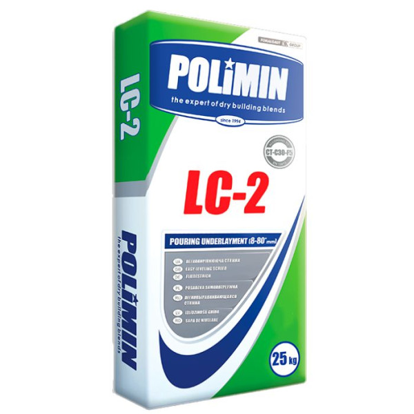 Polimin ЛЦ-2 самовирівнююча стяжка (шар 8-80мм), 25 кг