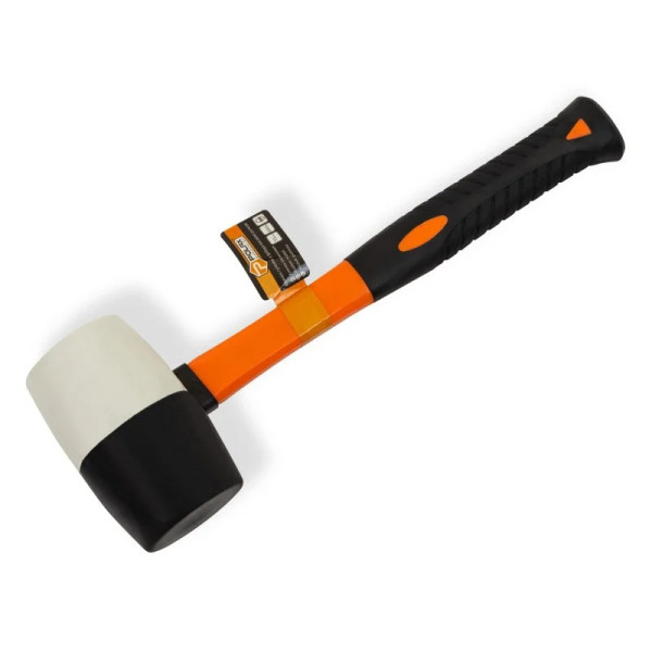 Киянка гумова чорно-біла Polax ручка з фібергласу 680 г (39-009)