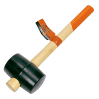 Киянка гумова з дерев'яною ручкою Polax 60 мм 450 г Чорна (39-005)