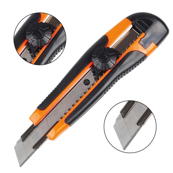 Ніж будівельний Polax пластиковий, гвинтовий замок 18 мм (23-003)