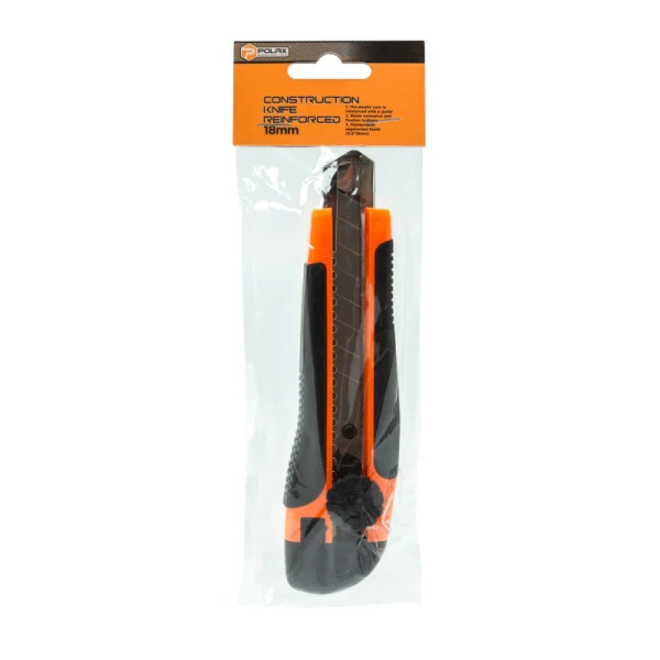 Ніж будівельний Polax пластиковий, гвинтовий замок 18 мм (23-003)
