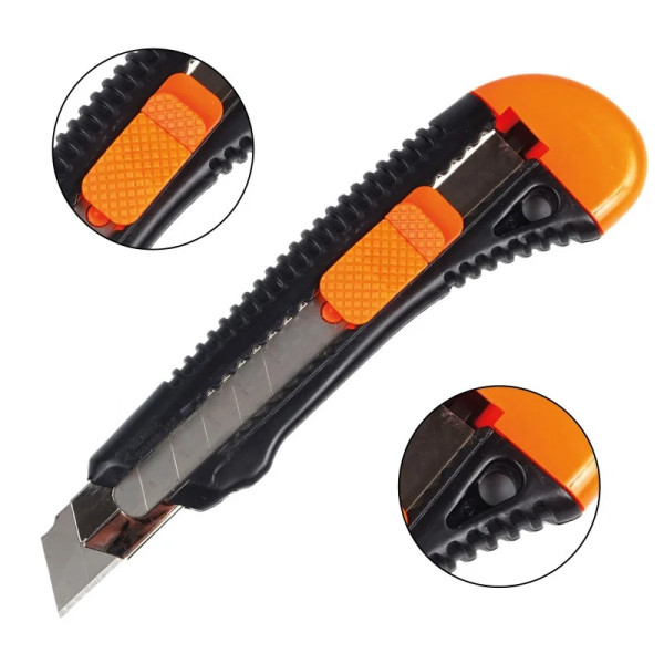 Ніж будівельний Polax пластиковий з висувним лезом посилений 18 мм (23-002)