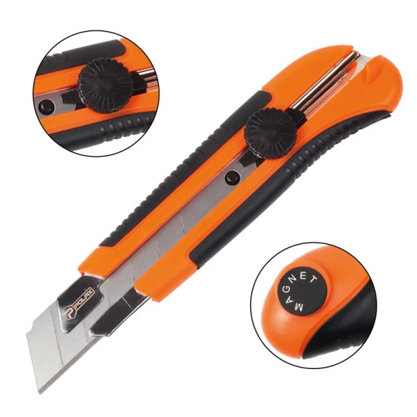 Ніж будівельний Polax посилений, гвинтовий замок 25 мм (23-009)