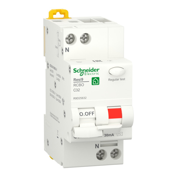 Диференційний вимикач навантаження Schneider Electric RESI9 32А 30мA 2P 6кA крива С тип АС