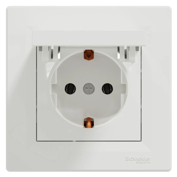 Розетка Schneider Electric Asfora EPH3100121 із заземленням та кришкою біла IP20