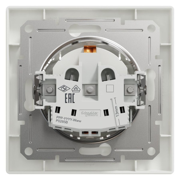 Розетка Schneider Electric Asfora EPH3100121 із заземленням та кришкою біла IP20