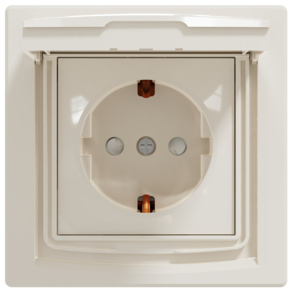 Розетка Schneider Asfora із заземленням, з кришкою та шторками бежевий EPH3100323