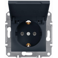 Розетка Schneider Electric Asfora с заземлением и крышкой антрацит EPH3100171