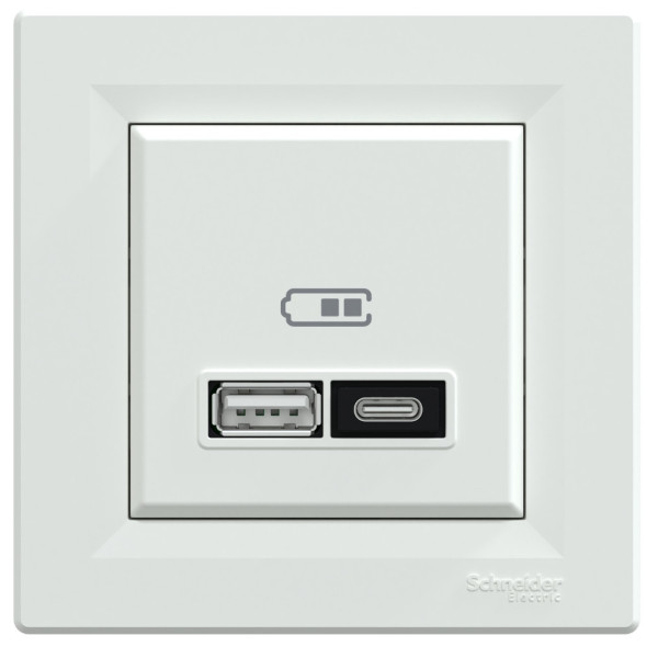 Розетка USB Schneider Asfora 2 виходи, тип А+С EPH2700521
