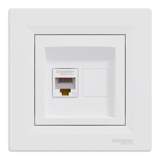 Розетка комп'ютерна Schneider Electric Asfora EPH4300121 одинарна із заземленням біла