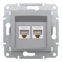 Розетка компьютерная Schneider Electric Asfora двойная внутренняя алюминий