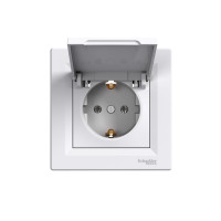 Розетка Schneider Electric Asfora EPH3100121 одинарна із заземленням та кришкою