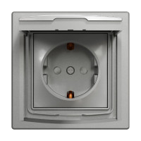 Розетка Schneider Electric Asfora с крышкой и защитными шторками алюминий