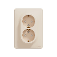 Розетка подвійна Schneider Electric Sedna З/К внутр. зі шторками бежевий SDD312221