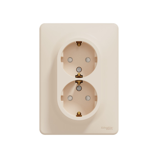 Розетка подвійна Schneider Electric Sedna З/К внутр. зі шторками бежевий SDD312221