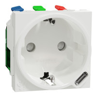 Розетка Schneider Unica с заземлением, шторками и USB NU301718