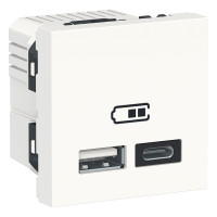Розетка USB Schneider Unica подвійна A+C 2 модуля білий NU301818