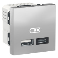 Розетка USB Schneider Unica подвійна A+C 2 модуля NU301830