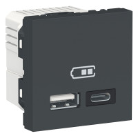 Розетка USB Schneider Unica двойная A+C 2 модуля NU301854
