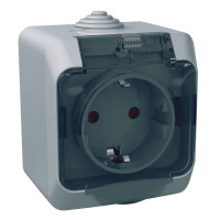 Розетка Schneider Cedar Plus з заземлюючим контактом та шторками сірий WDE000643
