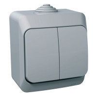 Вимикач Schneider Cedar Plus зовнішній двохклавішний сірий WDE000650