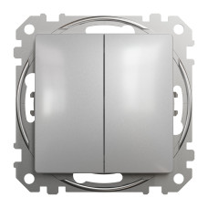 Переключатель двухклавишный Schneider Sedna Design алюминий SDD113108