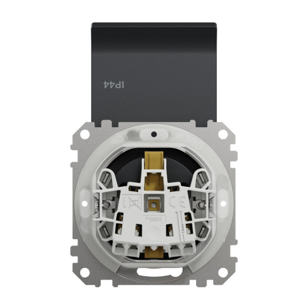 Розетка одинарна Schneider Sedna із заземленням з кришкою та шторками IP44 SDD214024