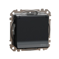 Розетка одинарна Schneider Sedna із заземленням з кришкою та шторками IP44 SDD214024