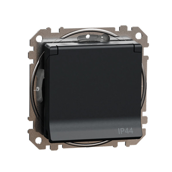 Розетка одинарна Schneider Sedna із заземленням з кришкою та шторками IP44 SDD214024