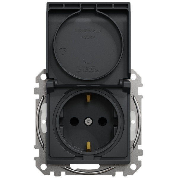Розетка одинарна Schneider Sedna із заземленням з кришкою та шторками IP44 SDD214024