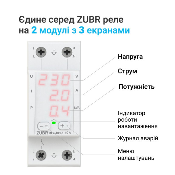 Мультифункціональне реле ZUBR MF2-40 red
