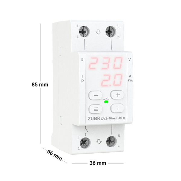 Реле напруги з контролем струму ZUBR CV2-40 red