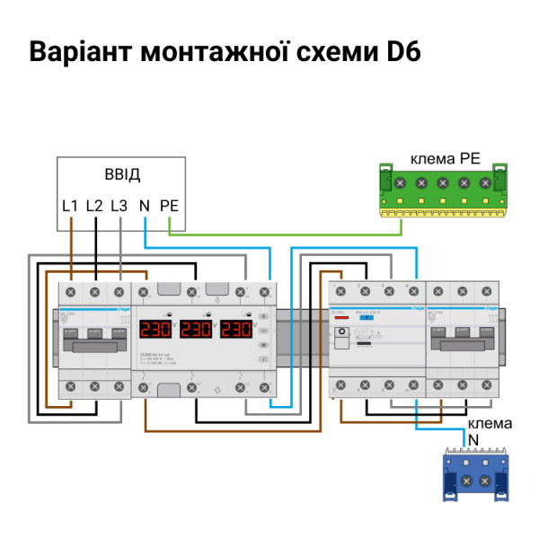 Трифазне реле контролю напруги Zubr 50А D6-50 red термозахист 